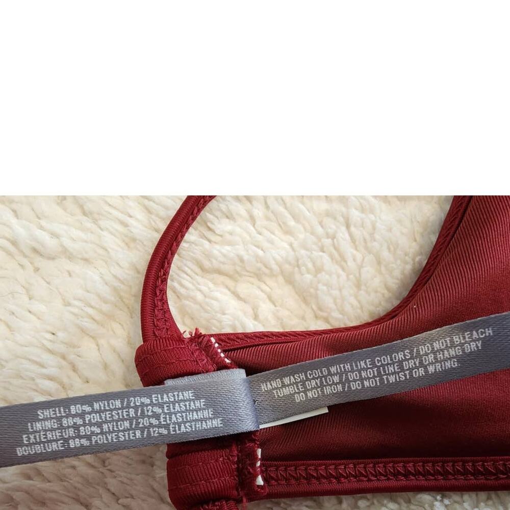 Aerie High Neck Bikini Crop Top Wine Burgundy Size Small - Picture 6 of 11